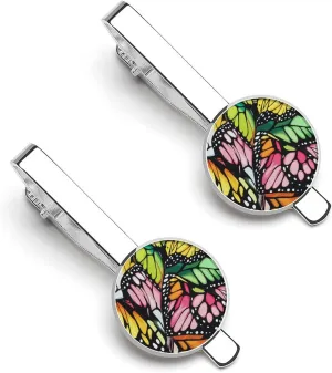 Butterfly Men's Tie Clip Tie Bar Round Tie Clasp Classic Tie Tack Pins Jewelry Accessories