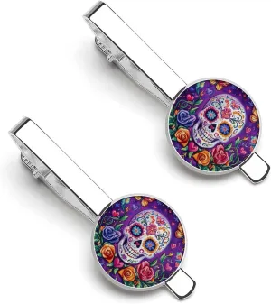 Butterfly Skull Men's Tie Clip Tie Bar Round Tie Clasp Classic Tie Tack Pins Jewelry Accessories