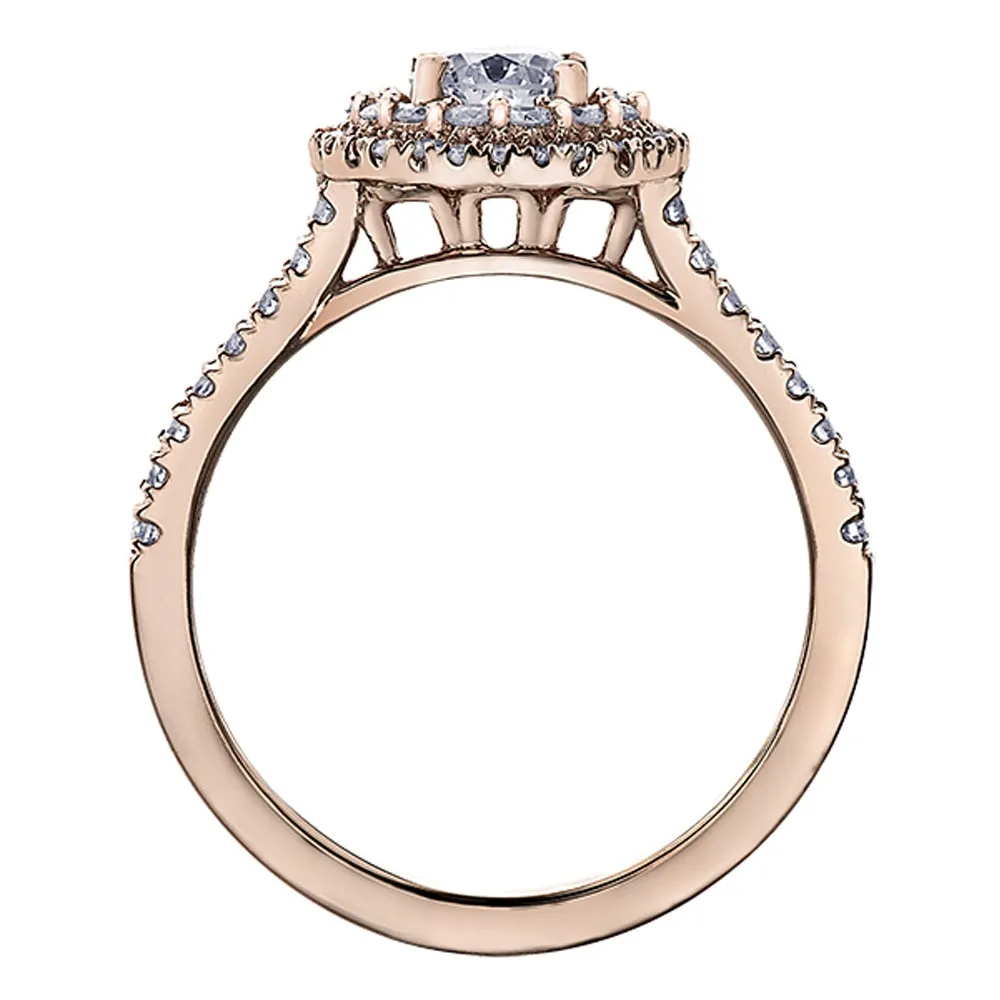 Canadian Accented Diamond Ring with Double Floral Halos