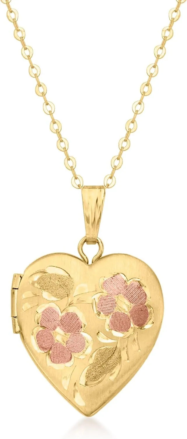 Canaria 10kt 2-Tone Gold Floral Heart Locket Necklace
