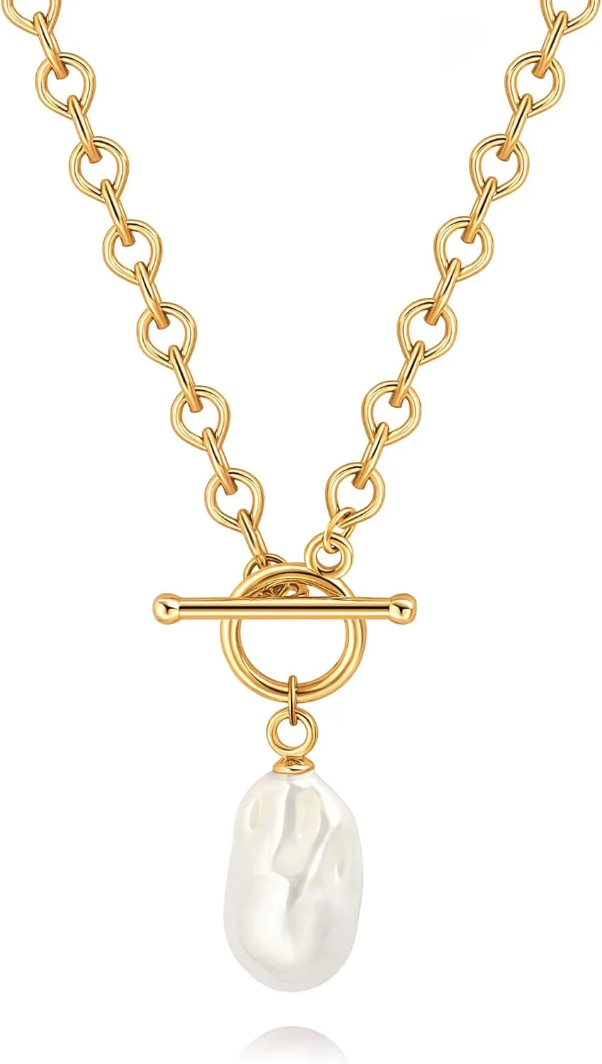 CANEVINKA Dainty Cross Medallion/Heart Pendant Chain Necklace 18K Gold Plated Oval Choker Fashion OT Toggle Jewelry Handmade for Women Simple Gold Charm Necklace