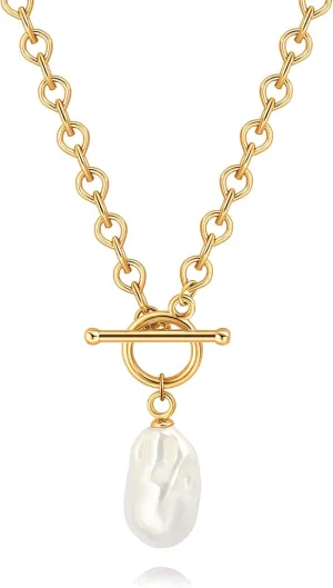 CANEVINKA Dainty Cross Medallion/Heart Pendant Chain Necklace 18K Gold Plated Oval Choker Fashion OT Toggle Jewelry Handmade for Women Simple Gold Charm Necklace