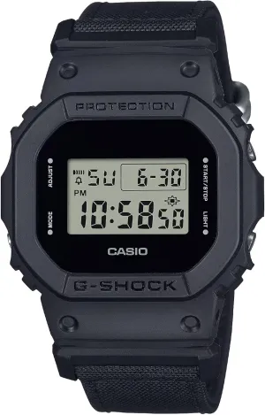 Casio DW5600BCE Men's Classic Black Cordura Nylon Band Alarm Chronograph G Shock Watch