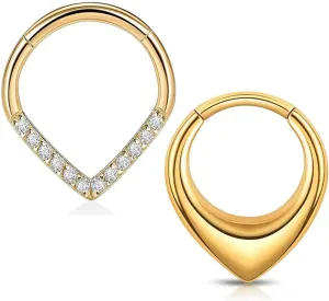Casvort 3 PCS 16G 316 Surgical Stainless Steel Zirconia/Opal Septum Nose Piercing Rings, Segment Tragus Rings, Helix Daith Conch Piercing Rings, Lobe Belly Hoop Earrings, Body Jewelry.