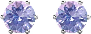 Cate & Chloe White Gold Birthstone Stud Earrings, 18k Gold Plated Earrings with 1ct Genuine Gemstone Crystals, Birthstone Jewelry for Women