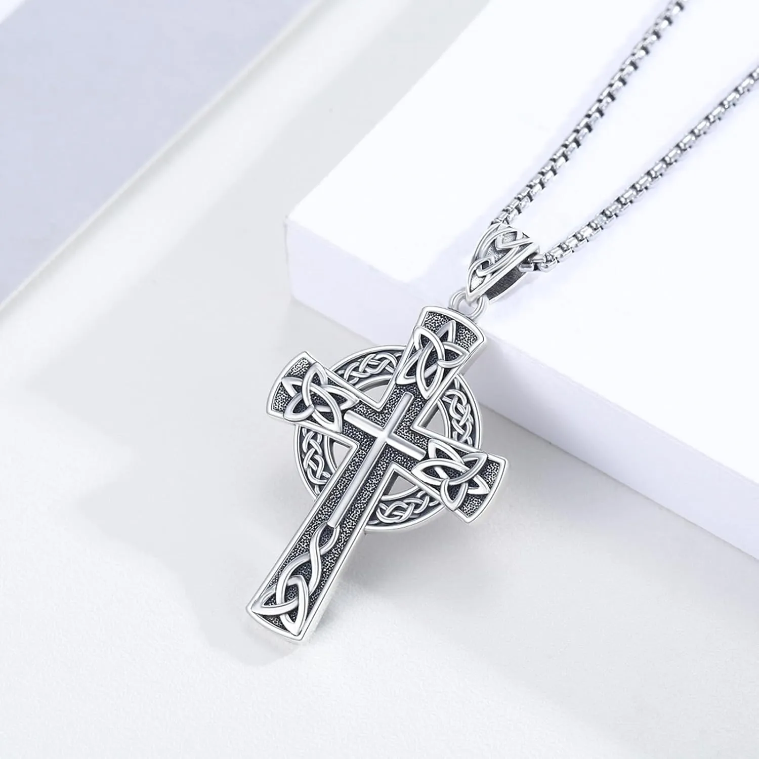 Celtic Cross/Tree of Life/Cross Necklace for Men Women S925 Sterling Silver Celtic Knot Cross Pendant Irish Cross Necklace Pendant Celtic Cross Jewelry