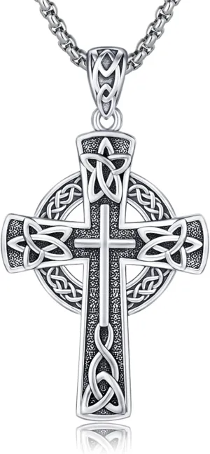Celtic Cross/Tree of Life/Cross Necklace for Men Women S925 Sterling Silver Celtic Knot Cross Pendant Irish Cross Necklace Pendant Celtic Cross Jewelry
