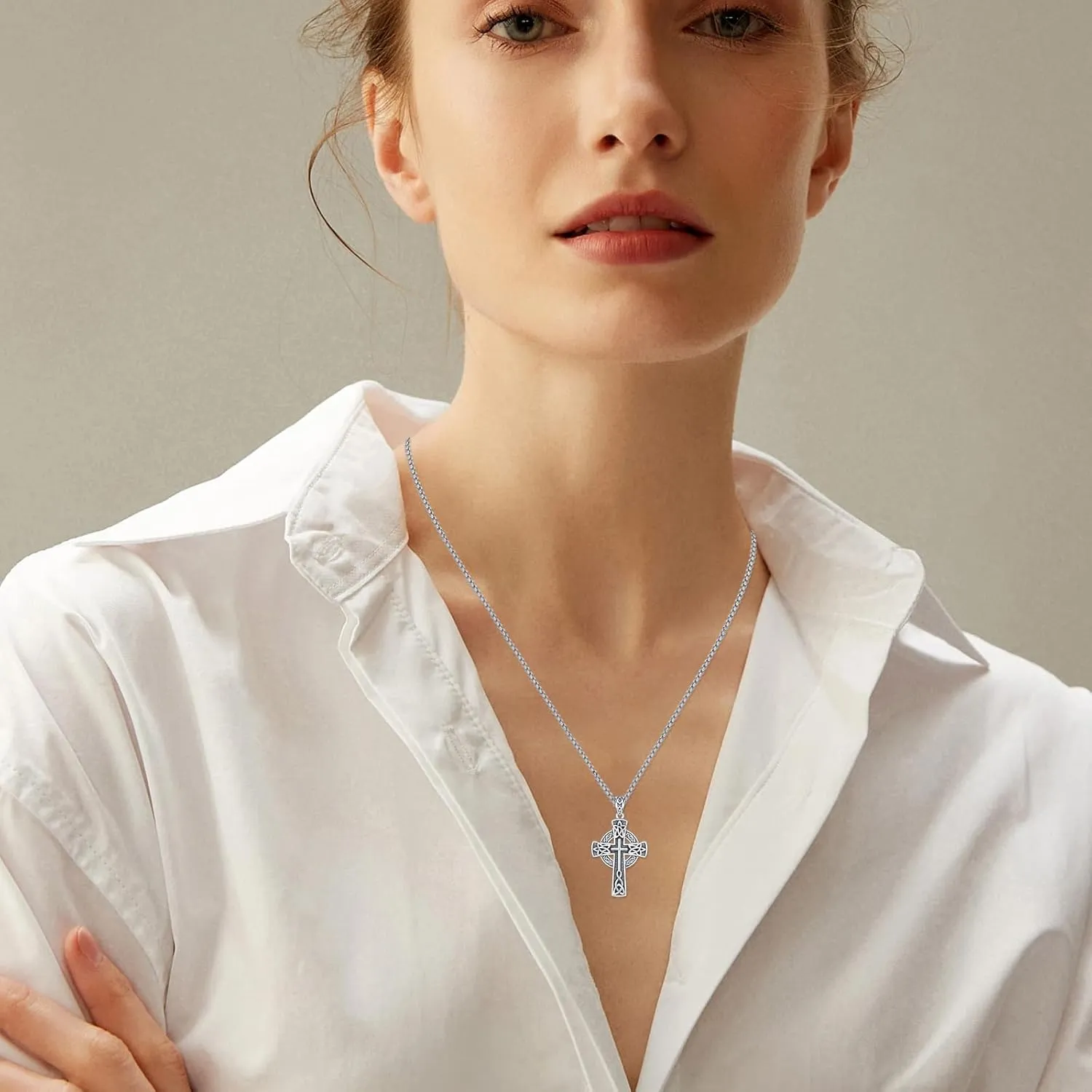 Celtic Cross/Tree of Life/Cross Necklace for Men Women S925 Sterling Silver Celtic Knot Cross Pendant Irish Cross Necklace Pendant Celtic Cross Jewelry