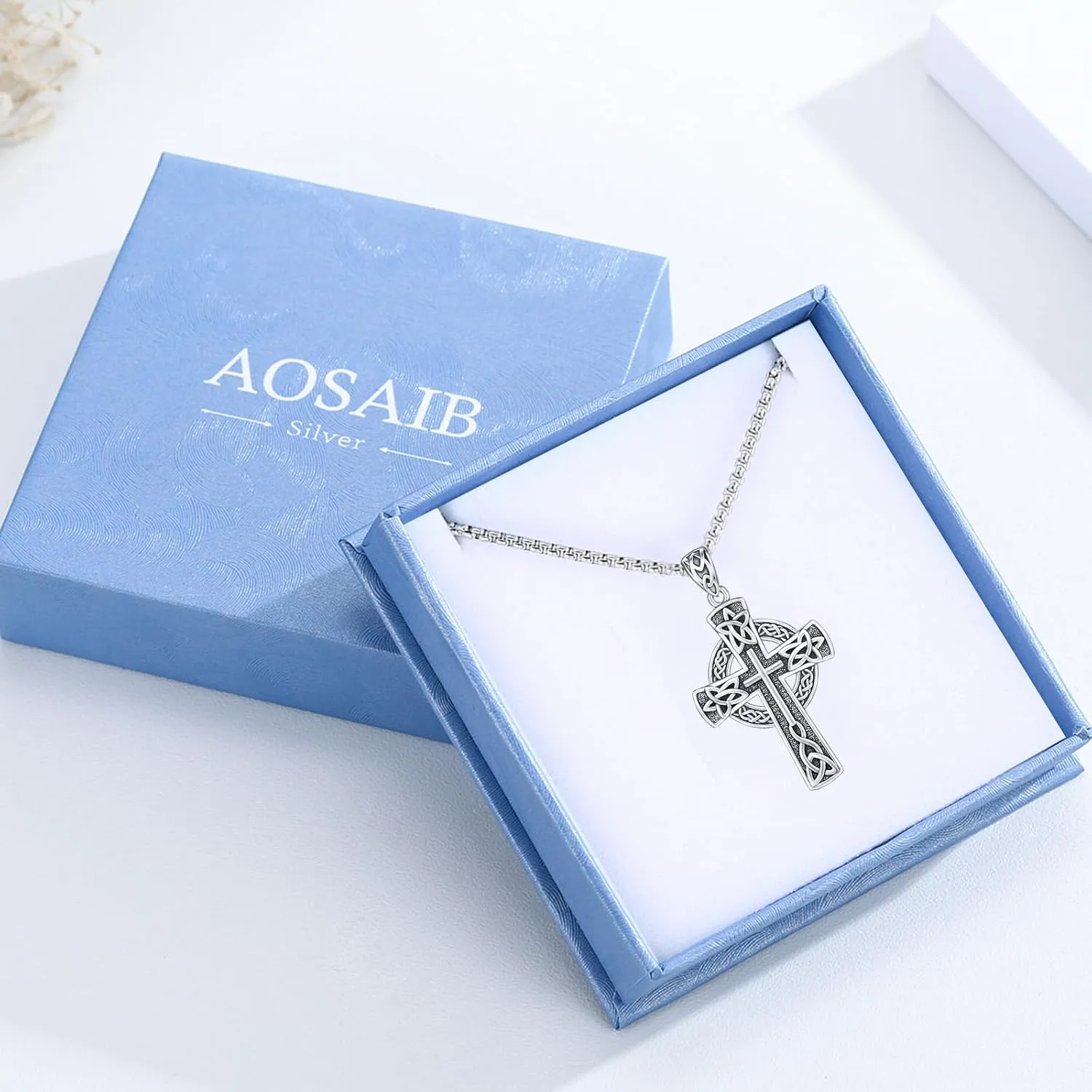 Celtic Cross/Tree of Life/Cross Necklace for Men Women S925 Sterling Silver Celtic Knot Cross Pendant Irish Cross Necklace Pendant Celtic Cross Jewelry