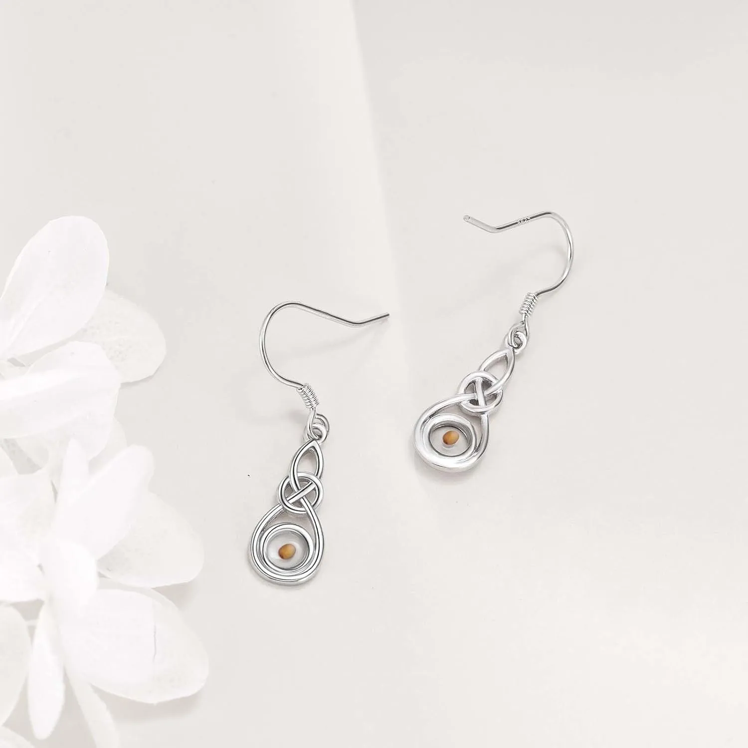 Celtic Knot Earrings Sterling Silver Mustard Seed Dangle Drop Earrings Mustard Seed Jewelry Gift for Women