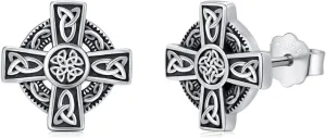 Celtic Knot Stud Earrings 925 Sterling Silver Hypoallergenic Celtic Cross Earrings Viking Jewelry Gifts for Women Men