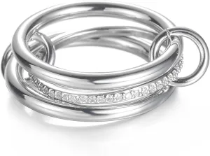 Ceniaioe Gold Rings for Women Fidget Ring Silver Oura Rings for Women Anxiety Ring Stackable Thumb Cubic Zirconia Stainless Steel Rings