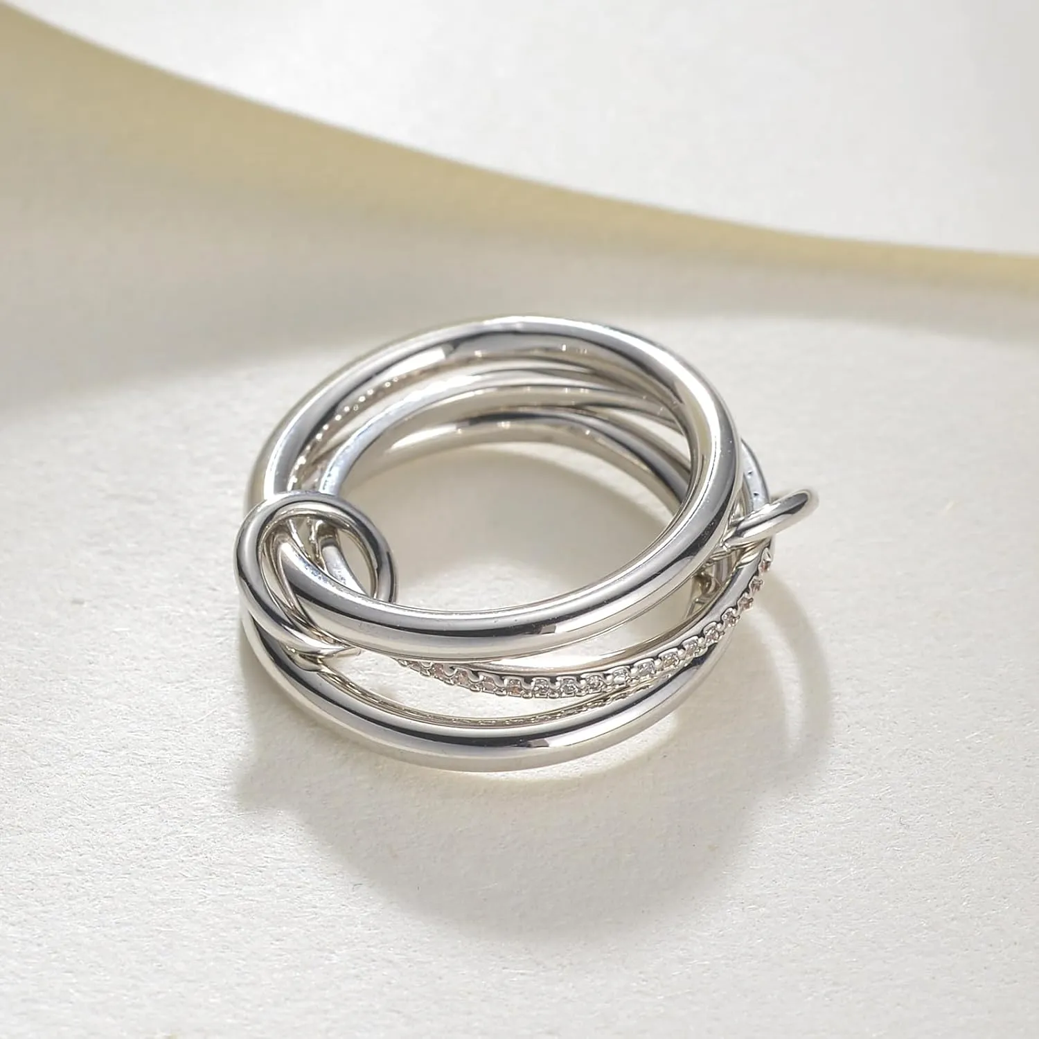 Ceniaioe Gold Rings for Women Fidget Ring Silver Oura Rings for Women Anxiety Ring Stackable Thumb Cubic Zirconia Stainless Steel Rings