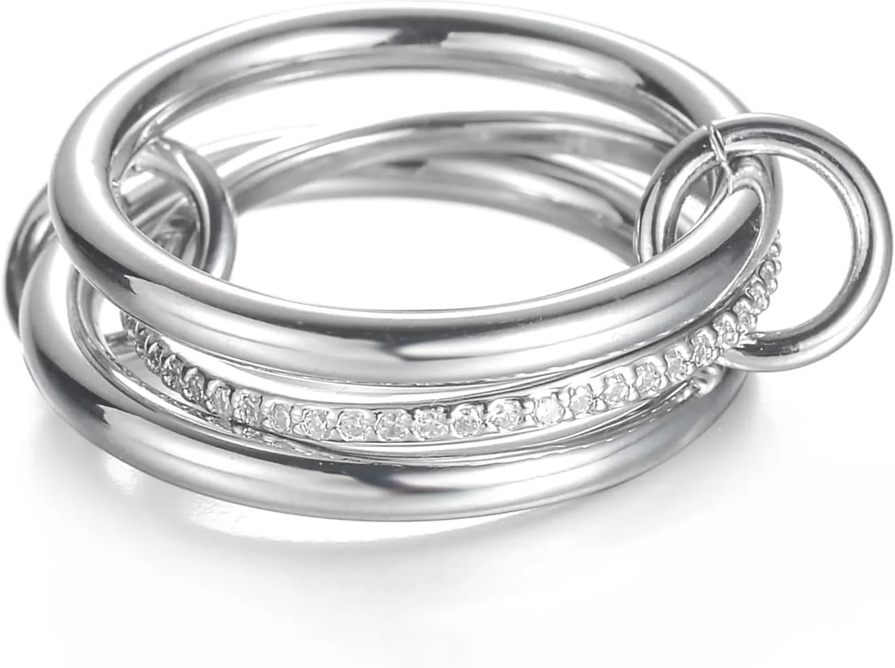 Ceniaioe Gold Rings for Women Fidget Ring Silver Oura Rings for Women Anxiety Ring Stackable Thumb Cubic Zirconia Stainless Steel Rings