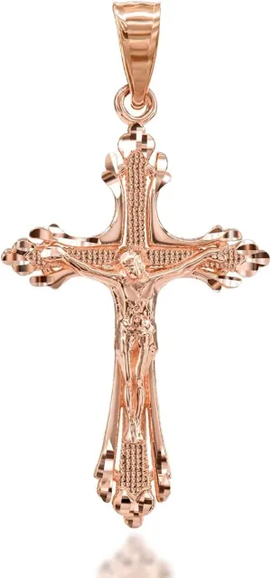 Certified 10k Gold Sparkle-Cut Crucifix Cross Pendant