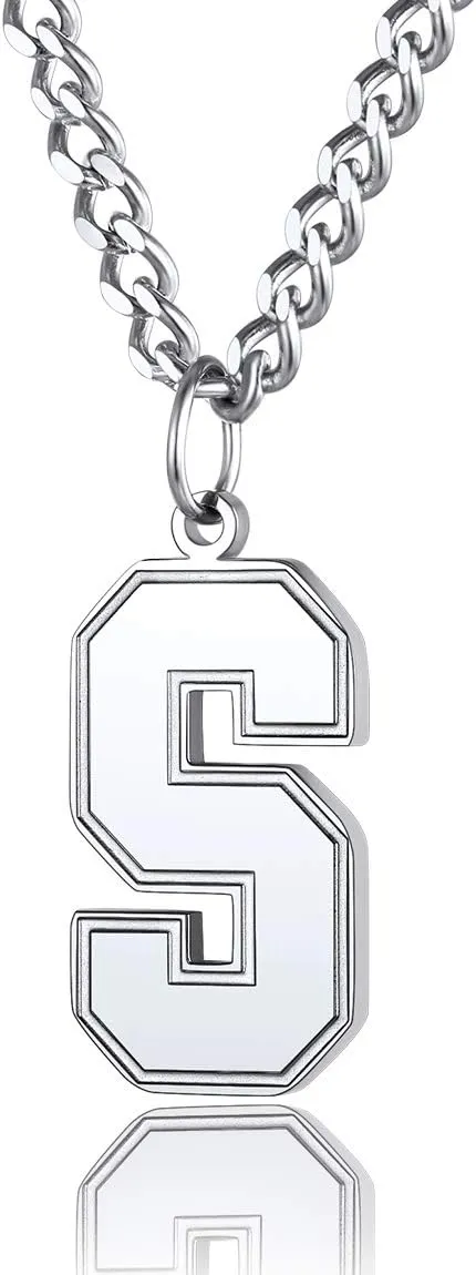 ChainsPro Men/Women Stunning Monogram Letter Necklace, A to Z Initial Charm with Chain-22 2"-Adjustable, 316L Stainless Steel/Gold Plated/Black (Send Gift Box)