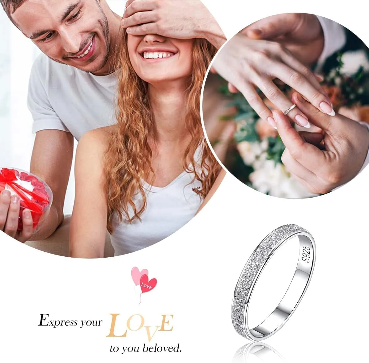 ChicSilver 925 Sterling Silver Ring Customizable Sandblast Finish/Multi-Faceted Ring Wedding Band Comfort Fit Size 4-12 (with Gift Box)
