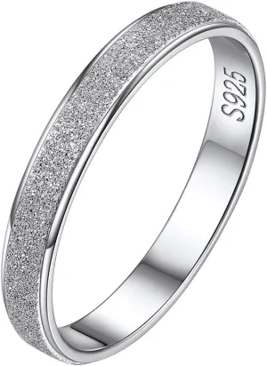 ChicSilver 925 Sterling Silver Ring Customizable Sandblast Finish/Multi-Faceted Ring Wedding Band Comfort Fit Size 4-12 (with Gift Box)