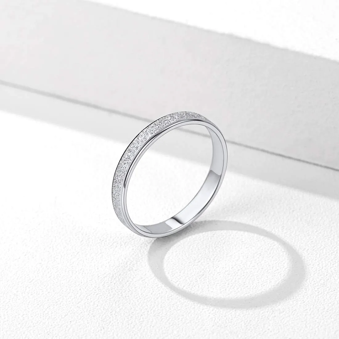 ChicSilver 925 Sterling Silver Ring Customizable Sandblast Finish/Multi-Faceted Ring Wedding Band Comfort Fit Size 4-12 (with Gift Box)