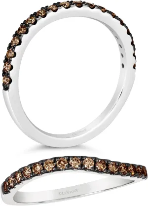 Chocolate Diamond or Gemstone Wavy Stackable Band Ring for Women in 14k White or Yellow Gold Blue Sapphire Green Emerald Red Ruby Anniversary Promise Ring Size 5 to 10 by LeVian