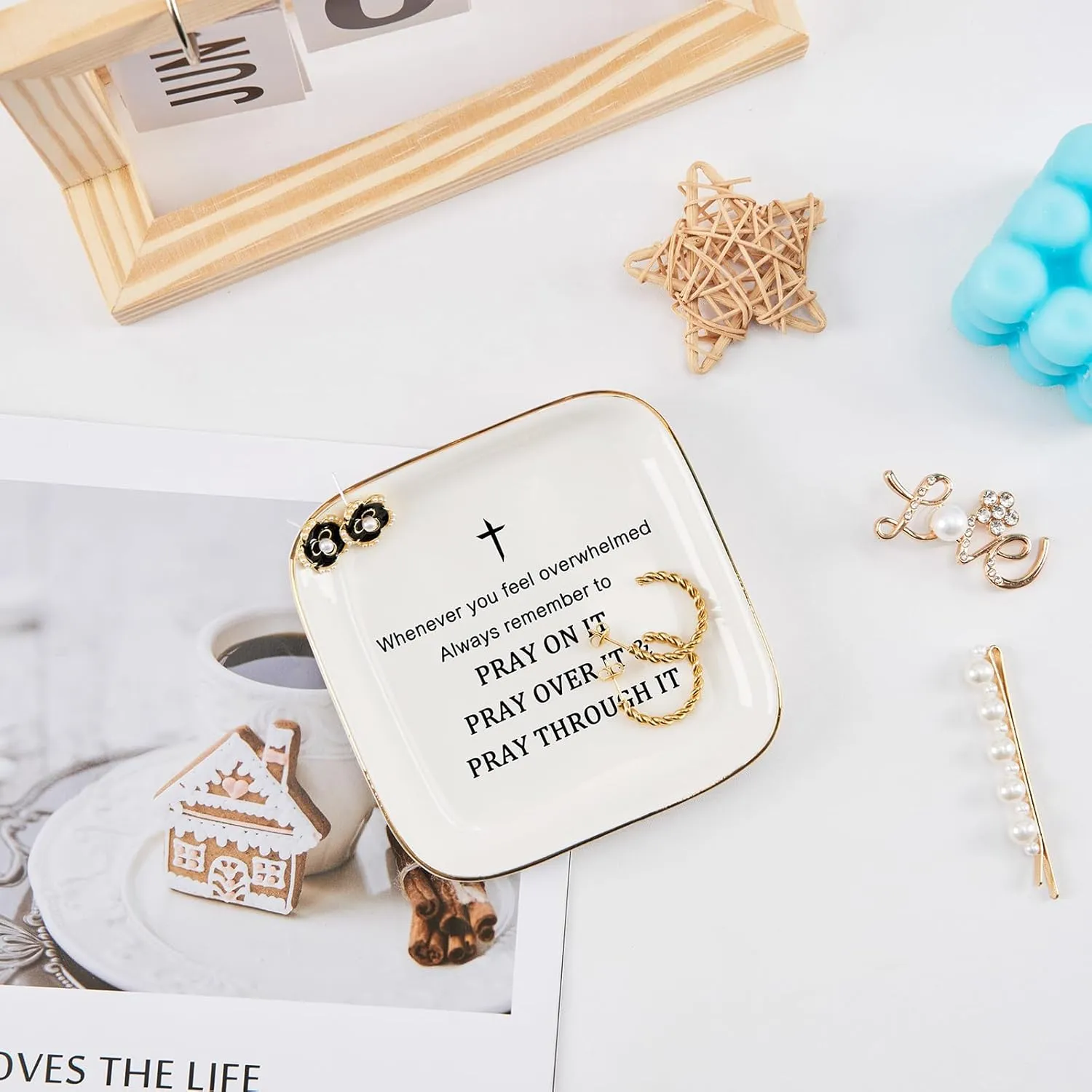 Christian Gifts Inspirational Gifts for Women Jewelry Dish Ring Trinket Tray, Cheer Up Encouragement Religious Gift Spiritual Gift Bible Faith Gifts for Women Birthday Christmas Mother's Day