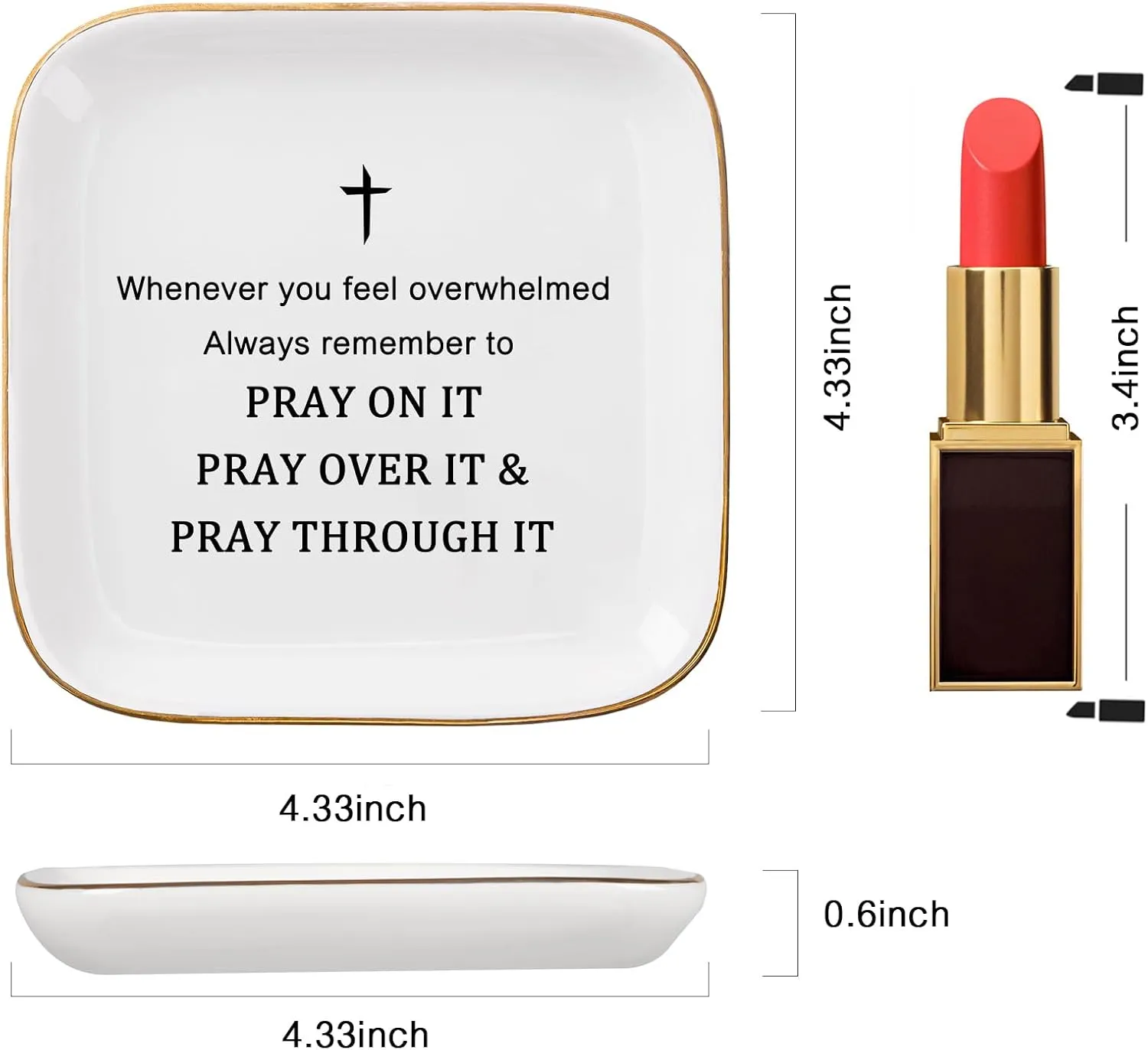Christian Gifts Inspirational Gifts for Women Jewelry Dish Ring Trinket Tray, Cheer Up Encouragement Religious Gift Spiritual Gift Bible Faith Gifts for Women Birthday Christmas Mother's Day