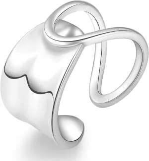 Chunky Knot Thumb Ring for Women Statement Knuckle Ring Adjustable Open Silver Ring Jewelry
