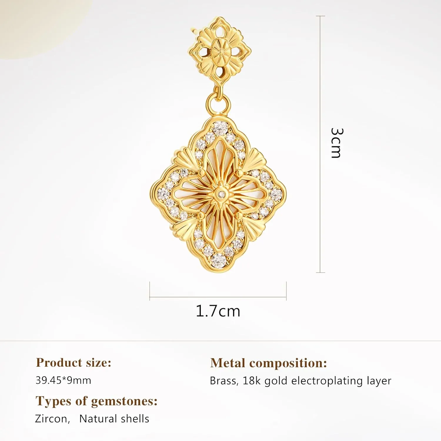 Cicy Bell Four Leaf Clover Dangle Earrings for Women Lucky 18k Gold Plated Cubic Zirconia Trendy Drop Earrings Jewelry Gift