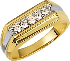 Claddagh Gold 10K & 14K Two-Tone Classic Mens Cubic Zirconia Ring with Multiple RingSize