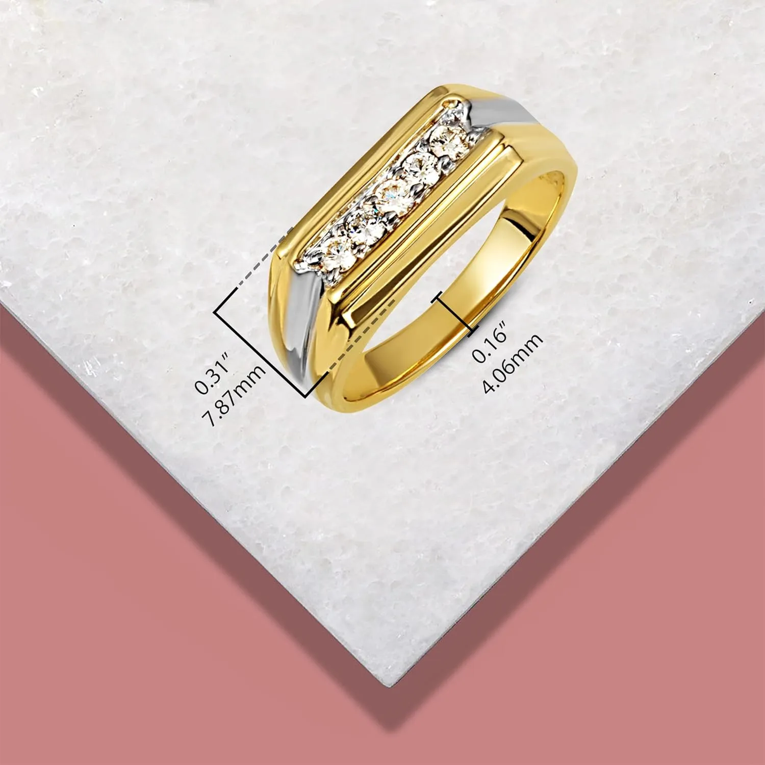 Claddagh Gold 10K & 14K Two-Tone Classic Mens Cubic Zirconia Ring with Multiple RingSize