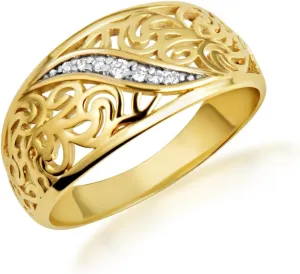 Claddagh Gold 10K &14K Two Tone Gold Diamond Filigree Band Ring Available In Yellow/Rose/White with Multiple Ring Size