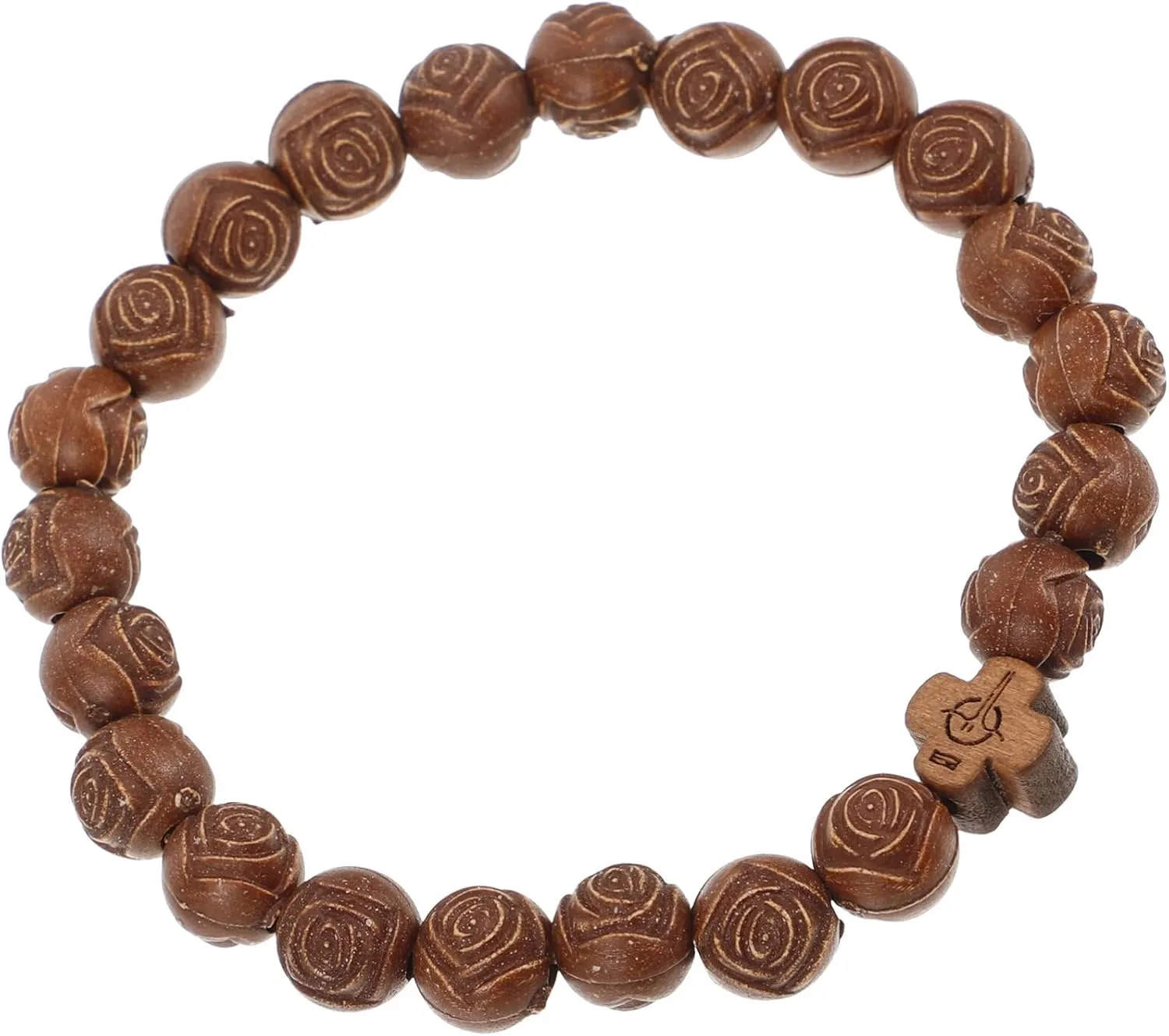 Classic Men's Catholic Bracelet Wooden Rose Bead Wristband Prayer Beads Bracelet for Men