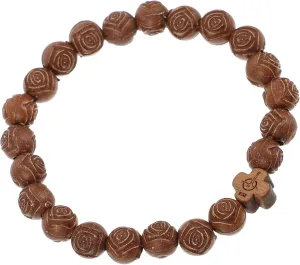 Classic Men's Catholic Bracelet Wooden Rose Bead Wristband Prayer Beads Bracelet for Men