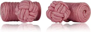 Classic Pink Silk Knot Log Cufflinks With Velour Pouch by Cuff-Daddy