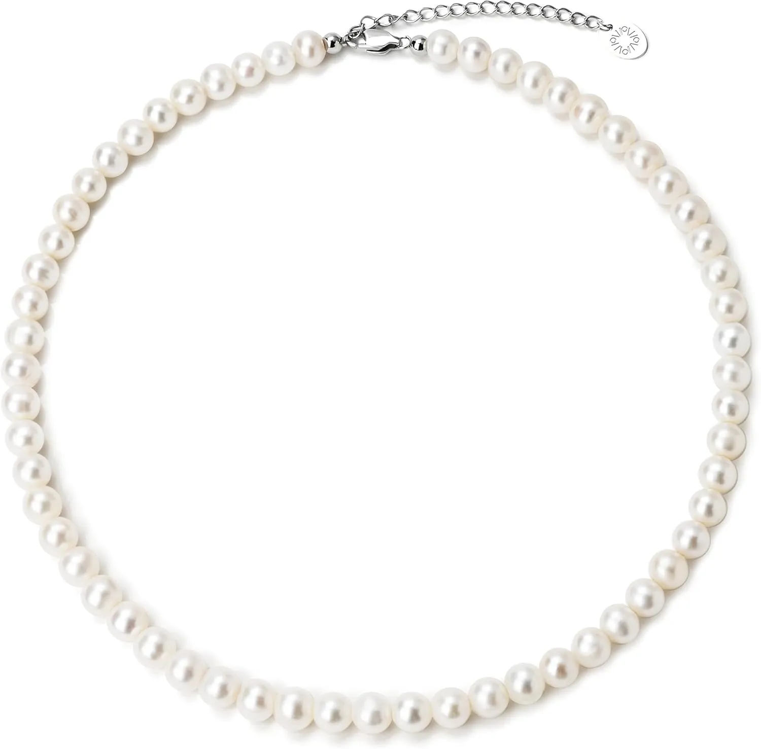 Classic Round Freshwater Pearl Necklace for Women, 7-8mm AAAA Grade Pearls, Stainless Steel Adjustable Pearl Strand, Elegant Jewelry Gift
