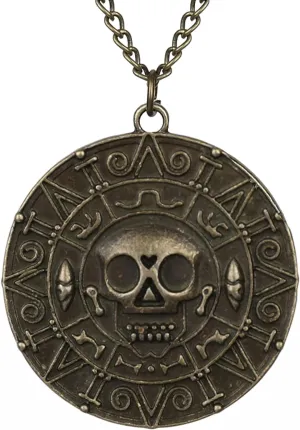Classic Skull Necklace Pirates of The Caribbean Movies Cursed Aztec Coin Jewelry for Men Choker