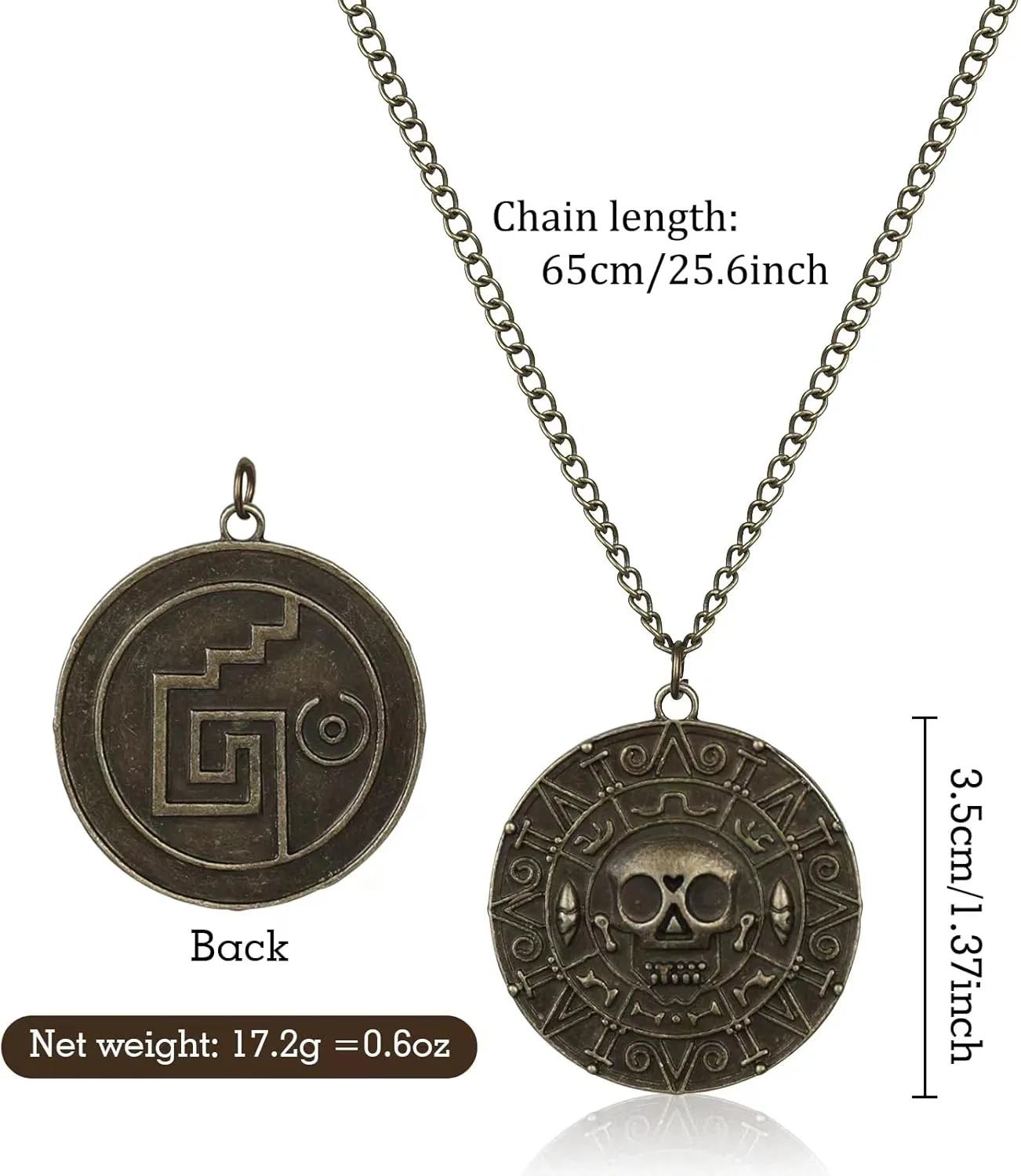 Classic Skull Necklace Pirates of The Caribbean Movies Cursed Aztec Coin Jewelry for Men Choker