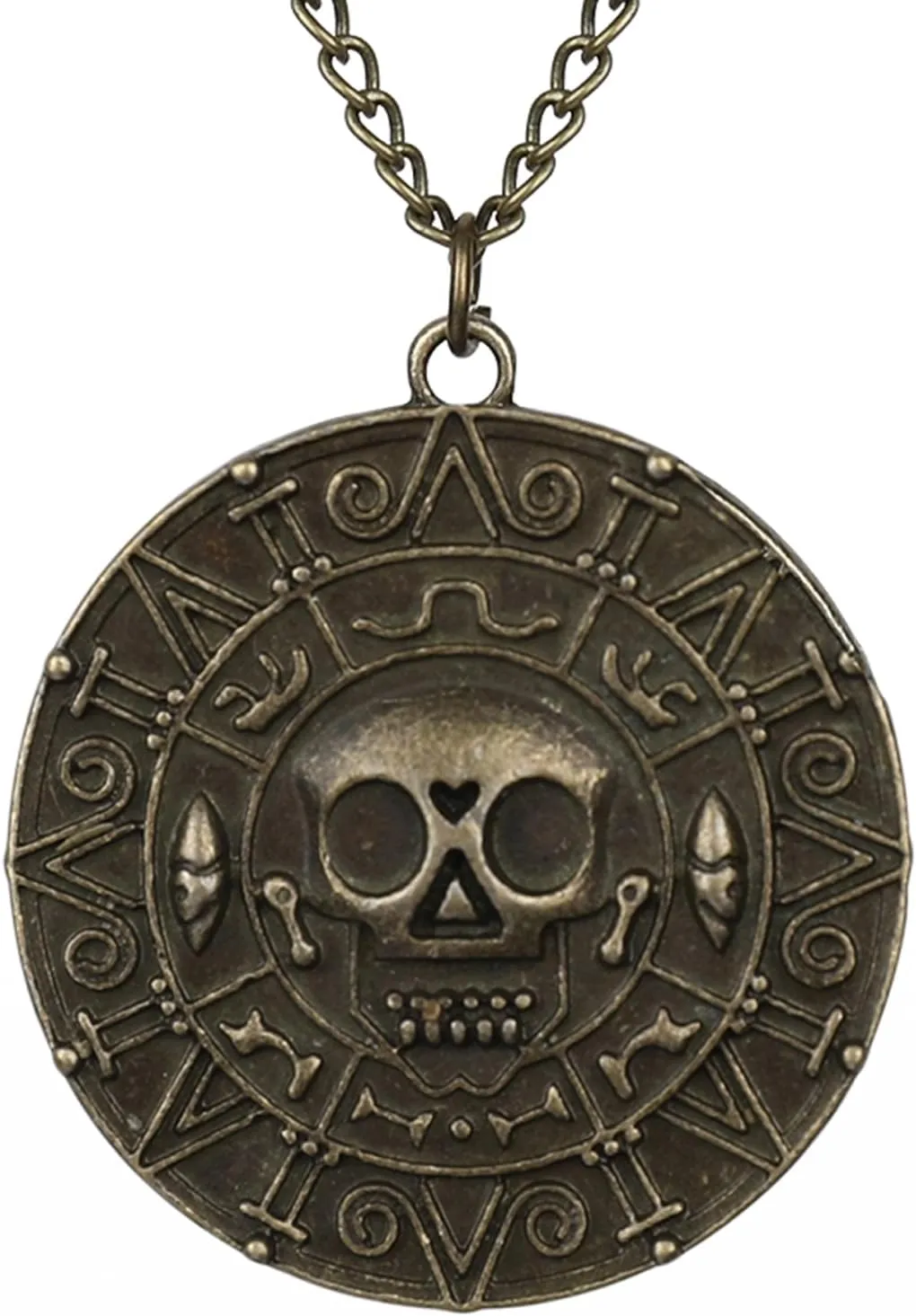 Classic Skull Necklace Pirates of The Caribbean Movies Cursed Aztec Coin Jewelry for Men Choker