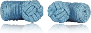 Classic Steel Blue Silk Knot Log Cufflinks With Velour Pouch by Cuff-Daddy