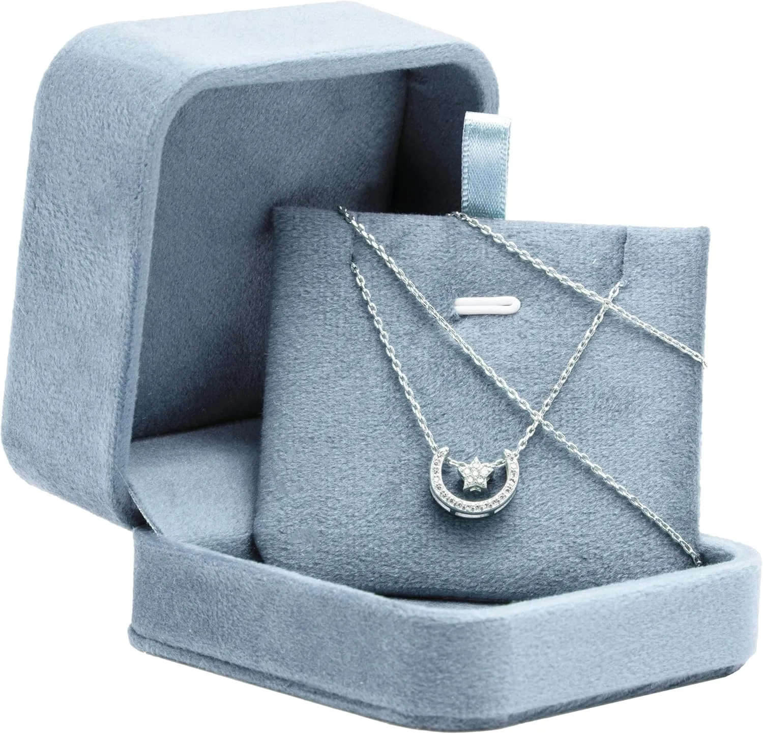 Classic Velvet Jewelry Gift Box Case for Necklace Pendant (Light Ocean Blue)
