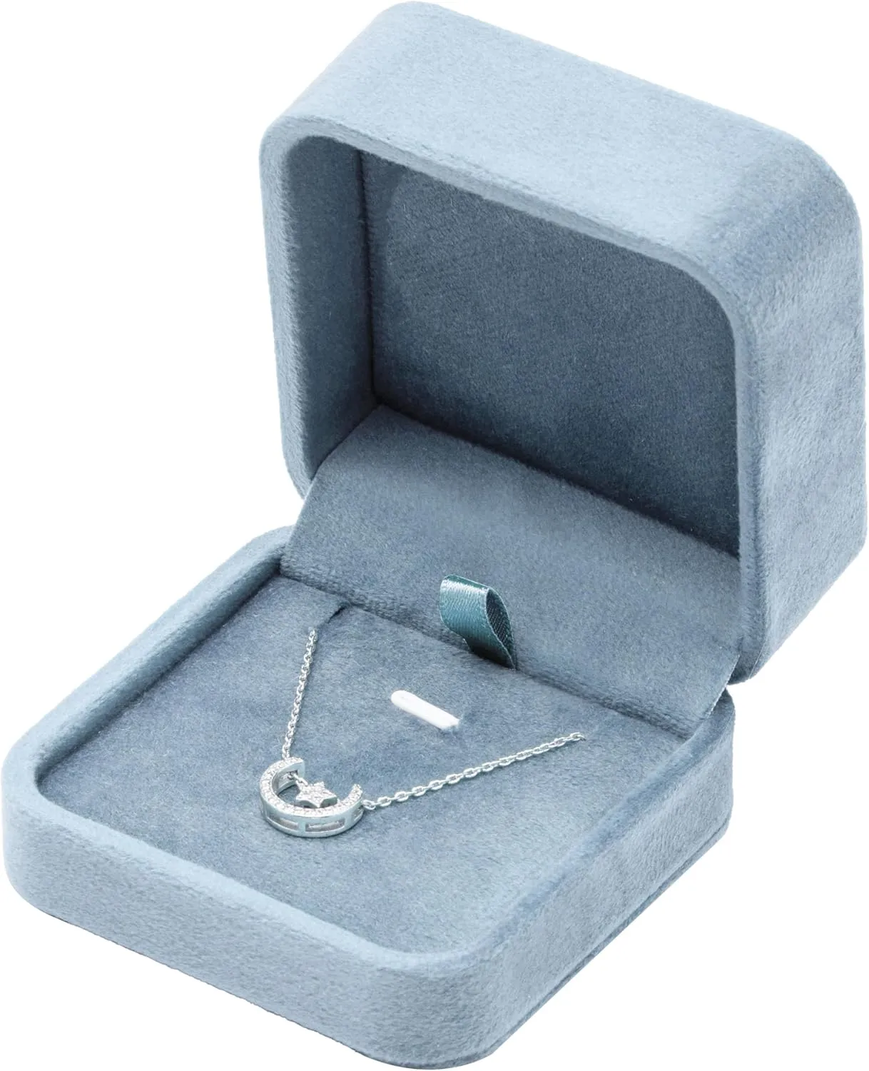 Classic Velvet Jewelry Gift Box Case for Necklace Pendant (Light Ocean Blue)