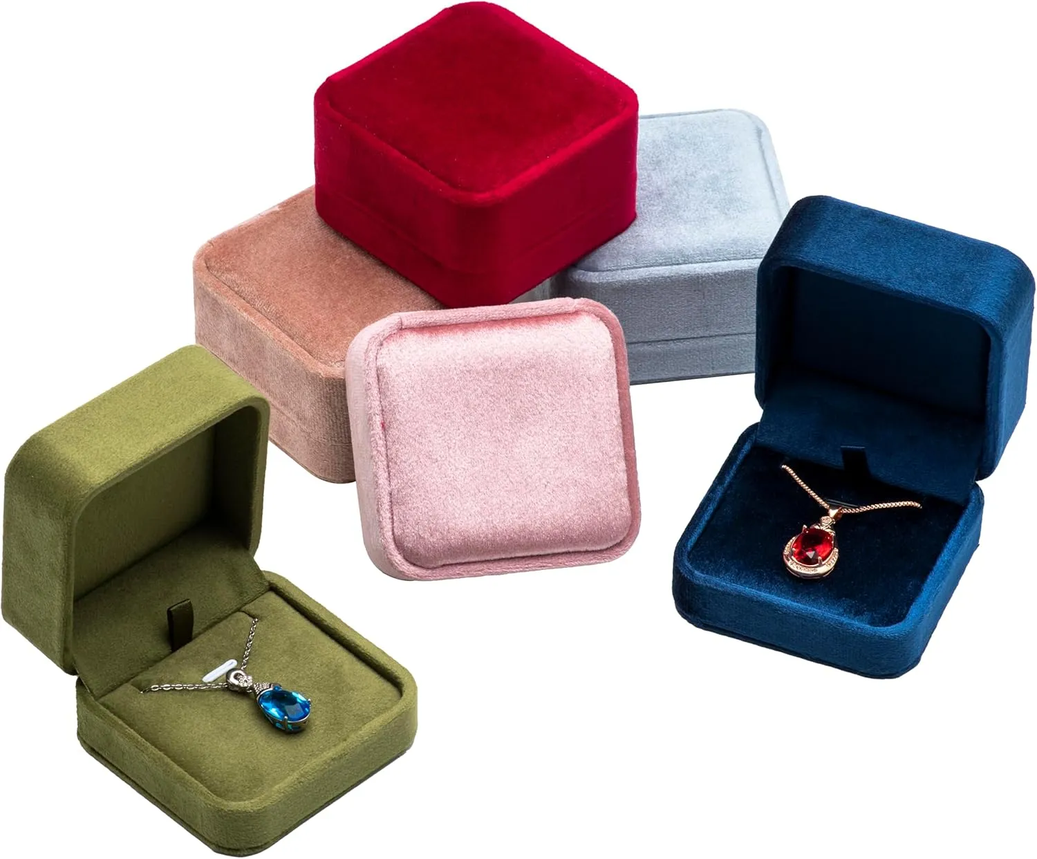Classic Velvet Jewelry Gift Box Case for Necklace Pendant (Light Ocean Blue)