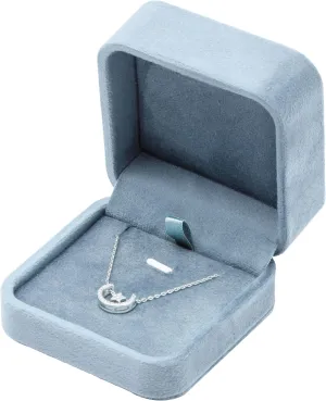Classic Velvet Jewelry Gift Box Case for Necklace Pendant (Light Ocean Blue)