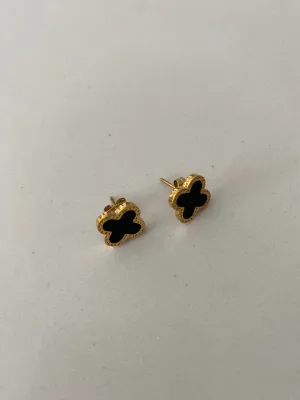 Clover Earrings - Gold & Black