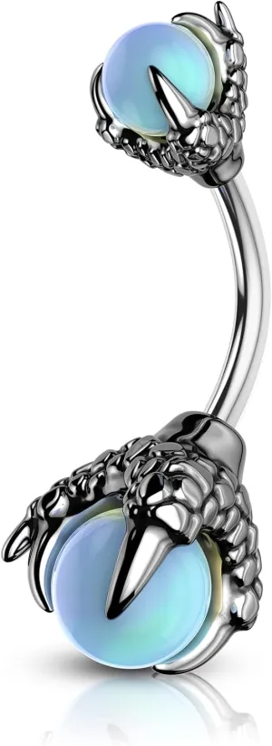 CM Crareesi Mania Skull Hand Halloween Belly Button Rings Natural Stone Claw Piercing Navel Rings for Women