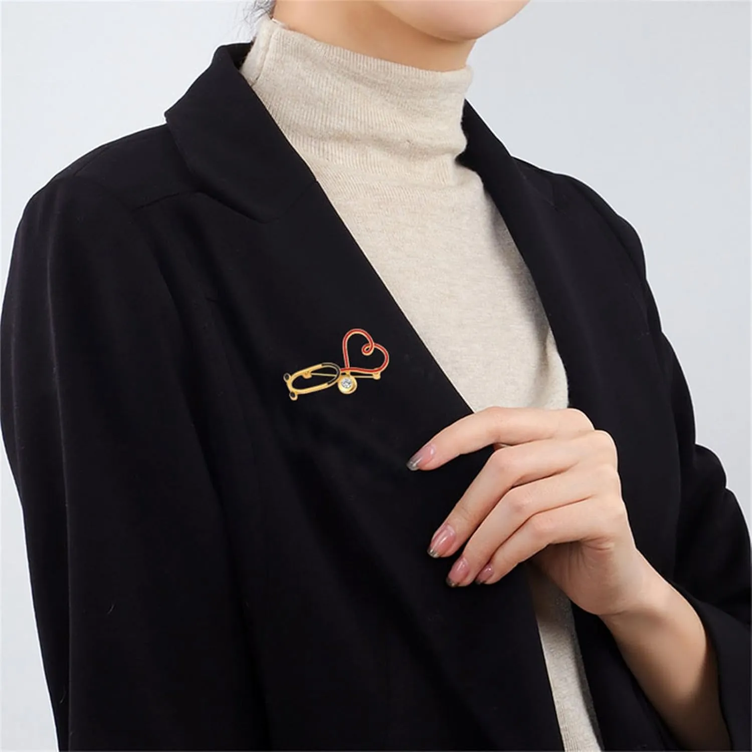 coadipress Stethoscope Brooch Pins for Nurses Doctors Personality Enamel Nurse Medicine Stethoscope Heartbeat Brooches Backpack Clothing Fashion Accessories Jewelry