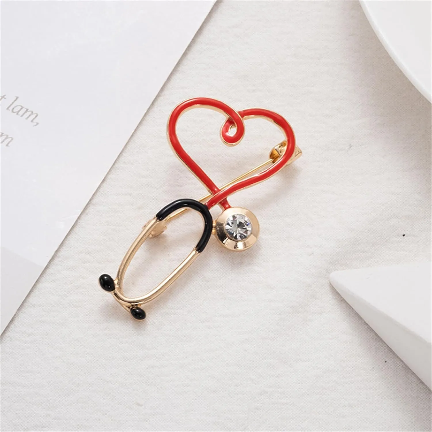 coadipress Stethoscope Brooch Pins for Nurses Doctors Personality Enamel Nurse Medicine Stethoscope Heartbeat Brooches Backpack Clothing Fashion Accessories Jewelry