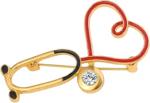 coadipress Stethoscope Brooch Pins for Nurses Doctors Personality Enamel Nurse Medicine Stethoscope Heartbeat Brooches Backpack Clothing Fashion Accessories Jewelry