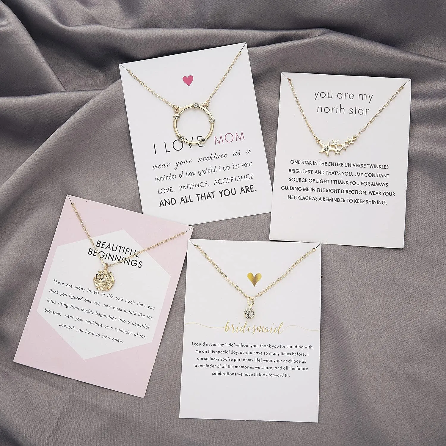 COLORFUL BLING Dainty Moon Star Y Pendant Necklaces Butterfly Bow for Women Friendship Wish Paper Card Clavicle Jewelry