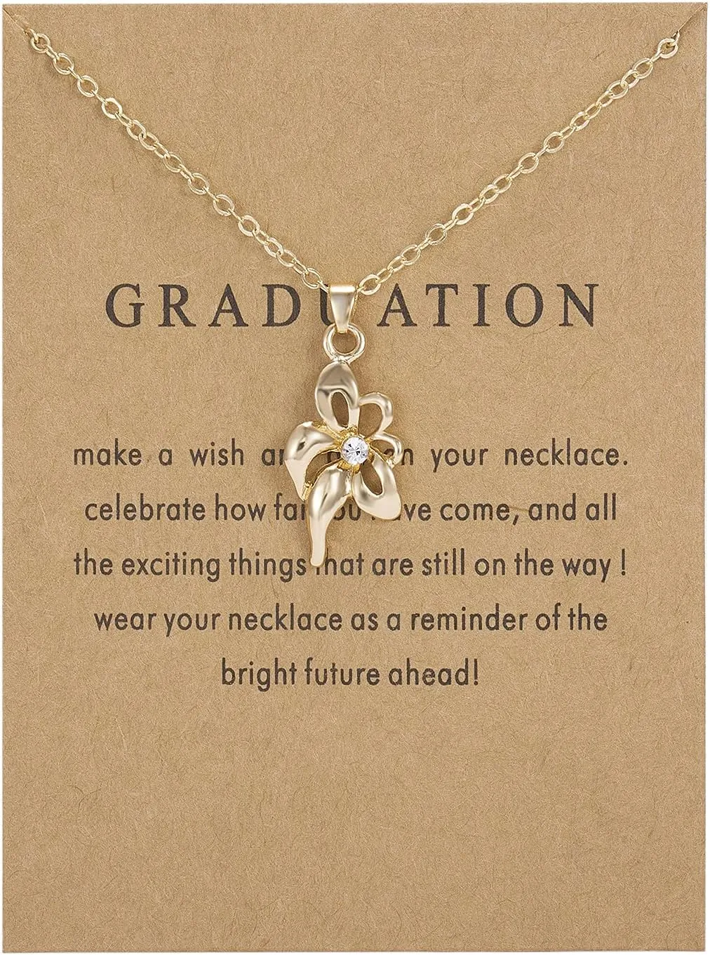 COLORFUL BLING Dainty Moon Star Y Pendant Necklaces Butterfly Bow for Women Friendship Wish Paper Card Clavicle Jewelry